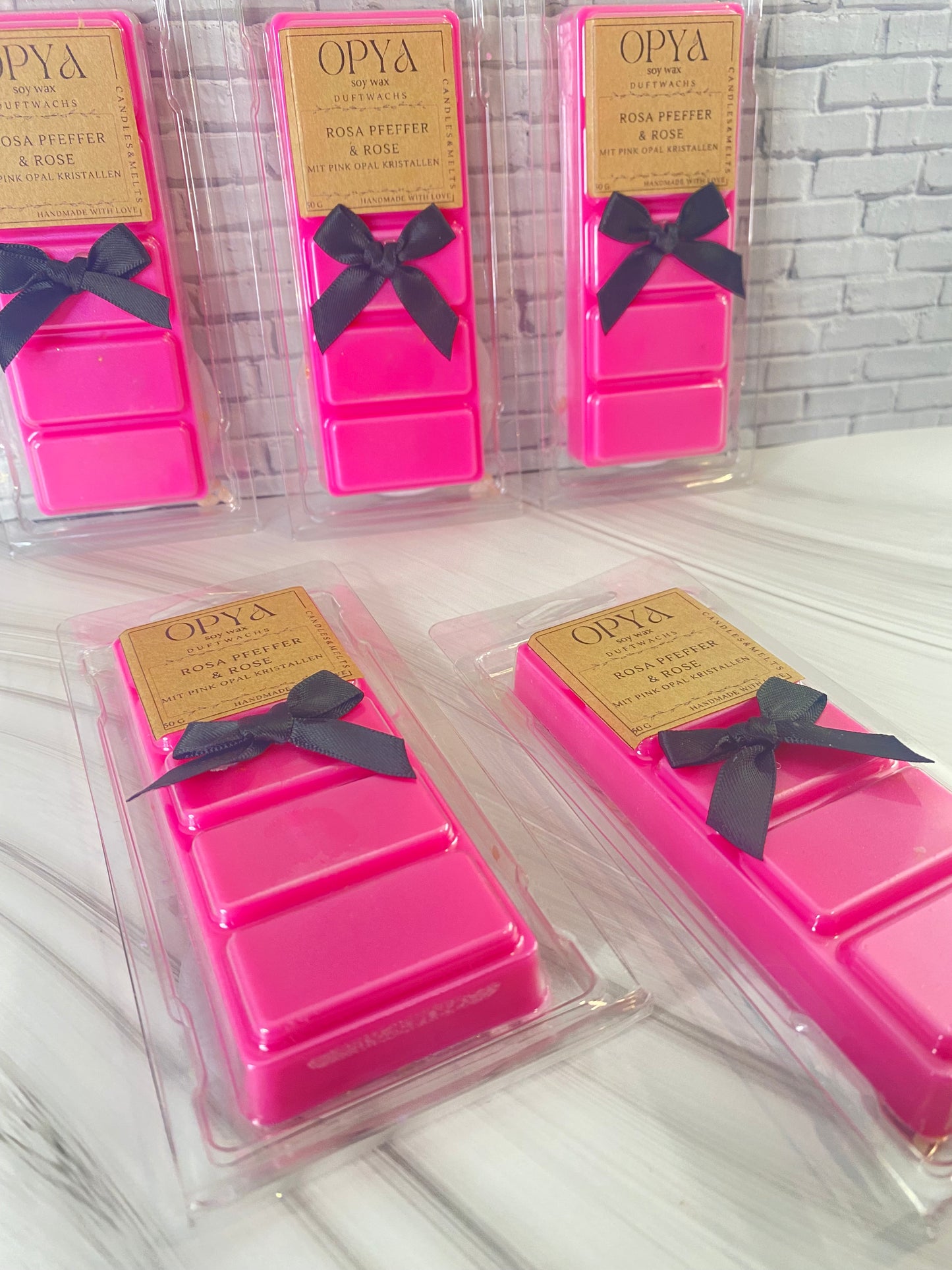 Melts / Duftwachs für Duftlampe - Pinker Pfeffer & Rose, mit Pinker Opal Kristallen, 50g