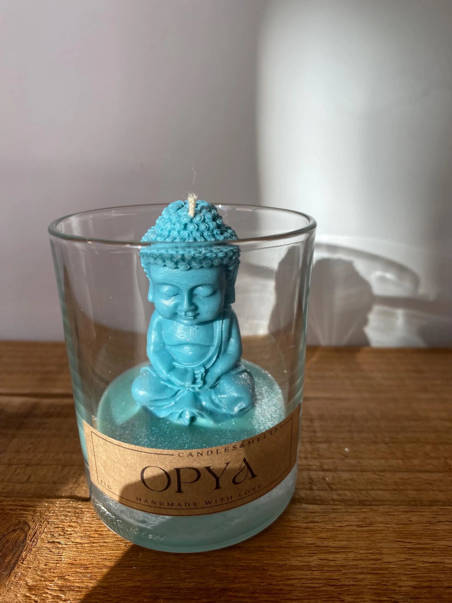 Buddhakerze im Glas - Dunkeltürkis