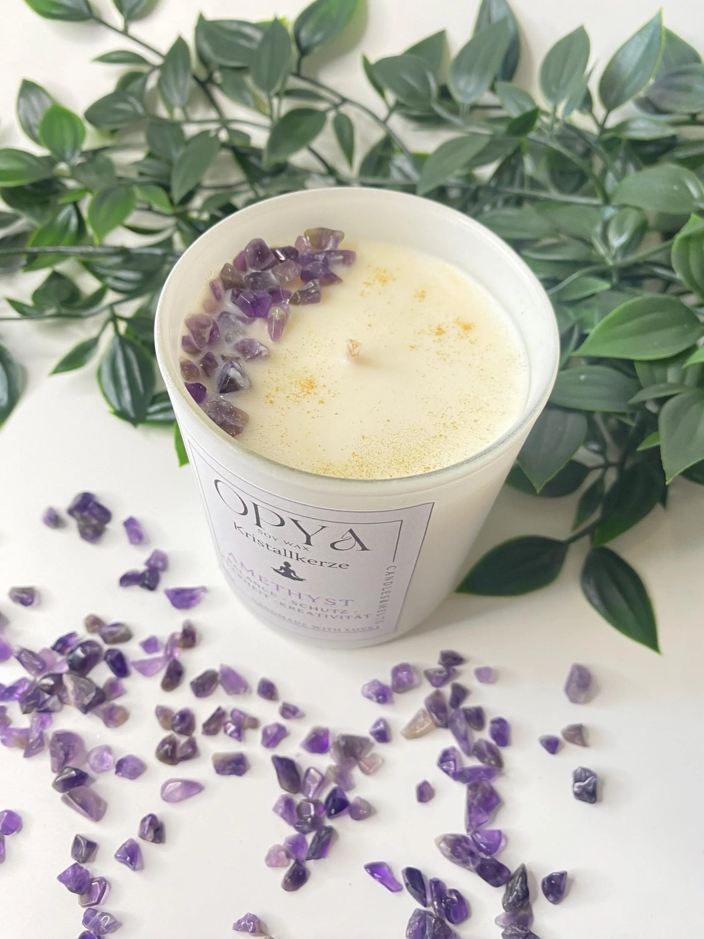Kristall - Duft- Kerze - Amethyst , 145g, in verschiedenen Düften