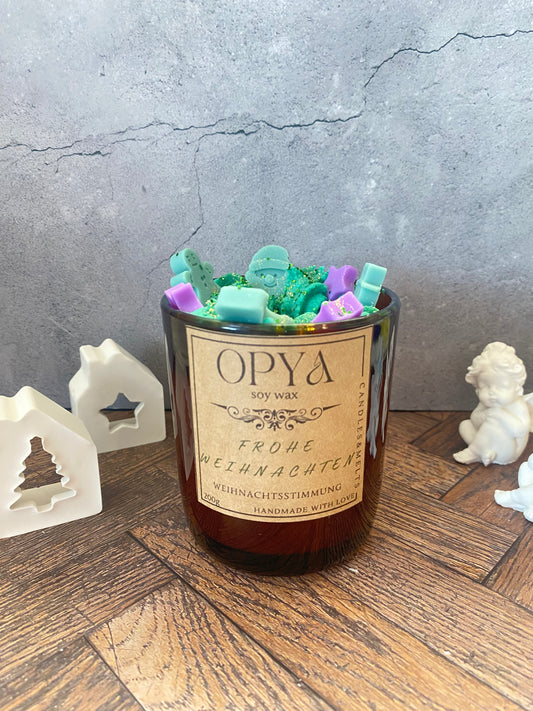 Weihnachts-Duftkerze aus Sojawachs „Weihnachtsstimmung“ – Handgemacht im Amberglas