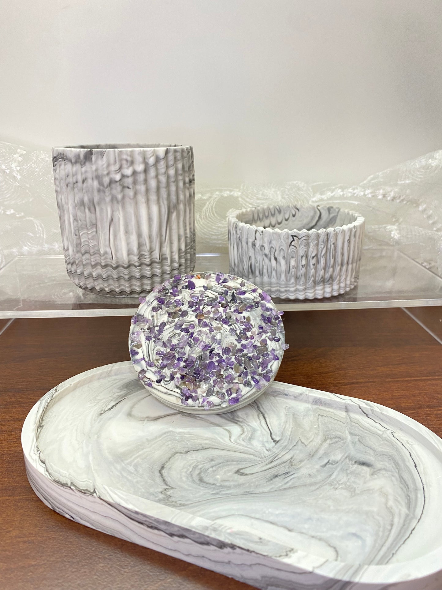 Handgemachtes Jesin Deko Set mit optionalem Amethyst Deckel