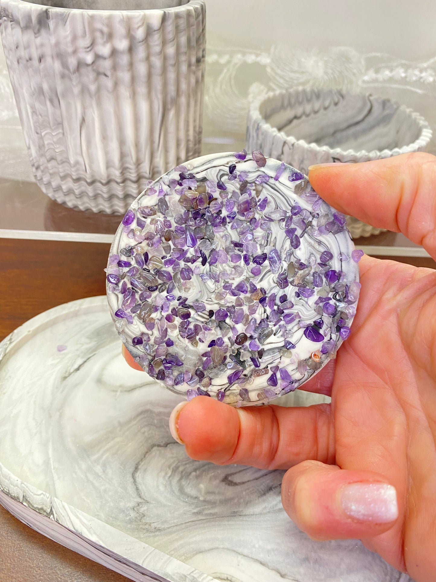 Handgemachtes Jesin Deko Set mit optionalem Amethyst Deckel