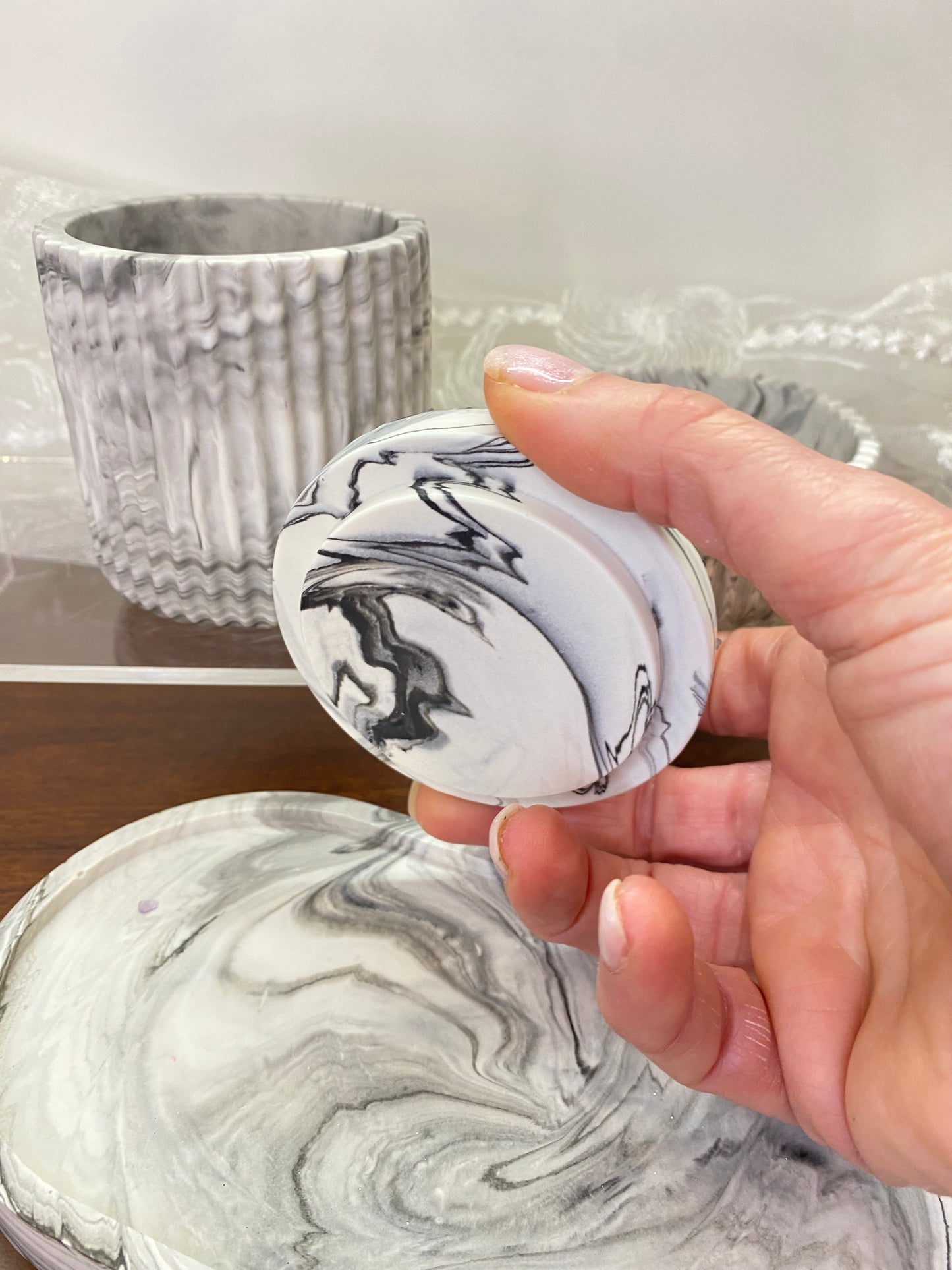 Handgemachtes Jesin Deko Set mit optionalem Amethyst Deckel