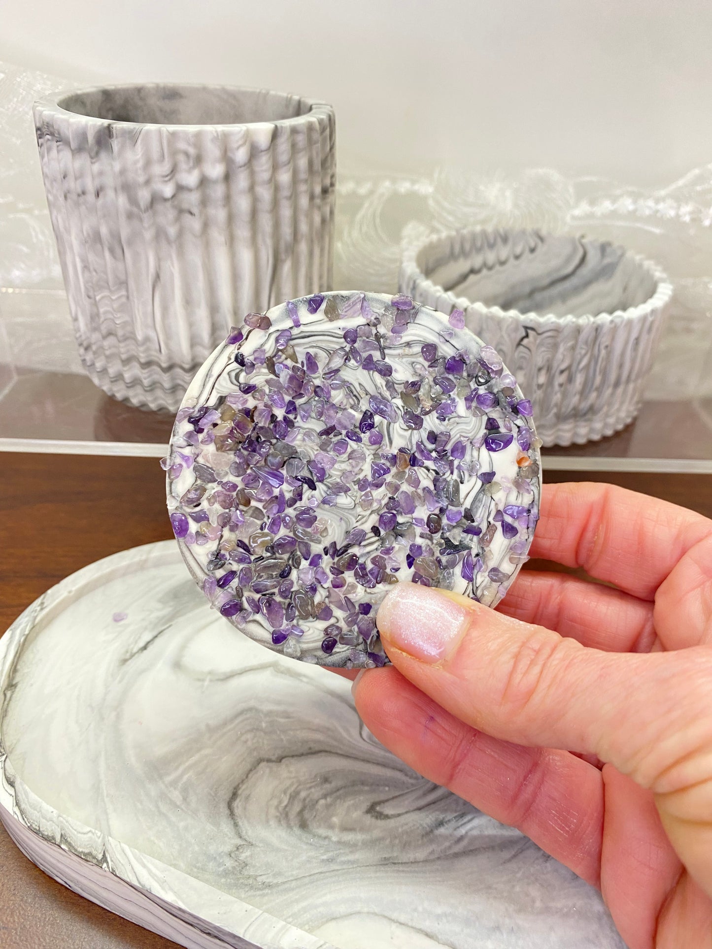 Handgemachtes Jesin Deko Set mit optionalem Amethyst Deckel