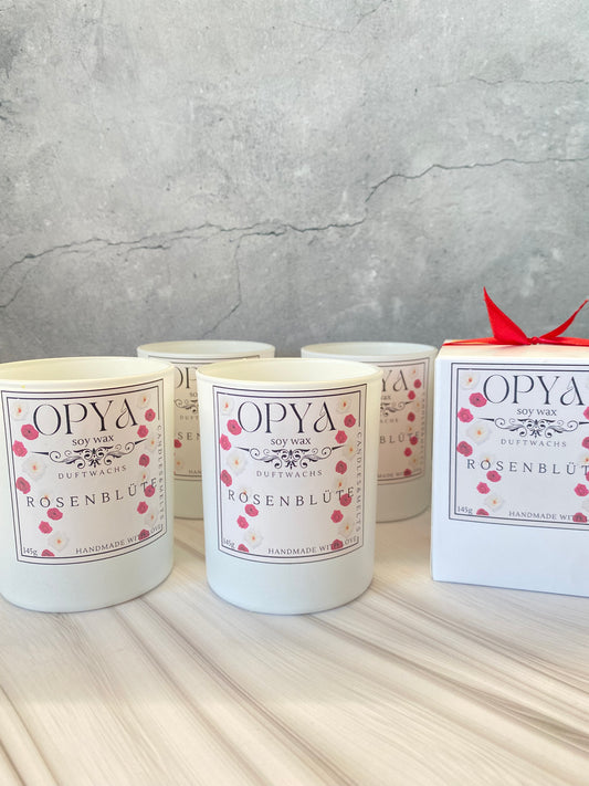 Handgegossene Duftkerze " Rosenblüte " aus Sojawachs | Rose Blossom