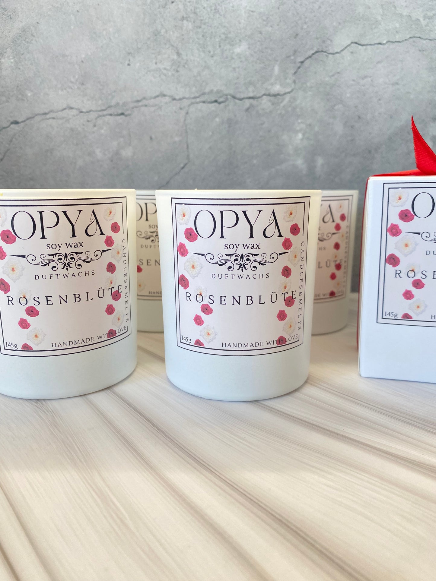 Handgegossene Duftkerze " Rosenblüte " aus Sojawachs | Rose Blossom