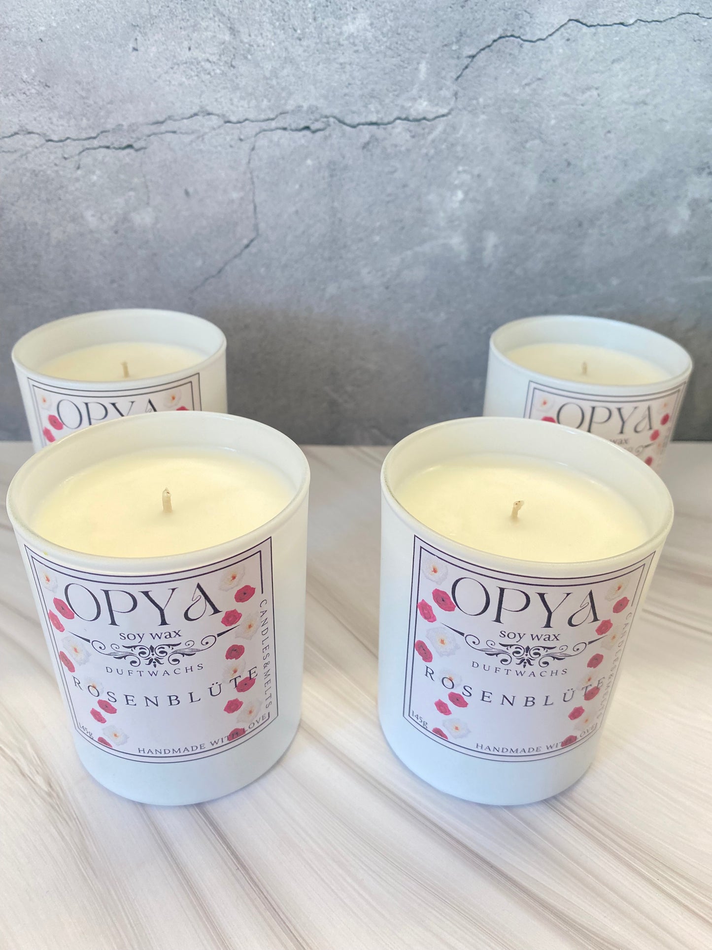 Handgegossene Duftkerze " Rosenblüte " aus Sojawachs | Rose Blossom