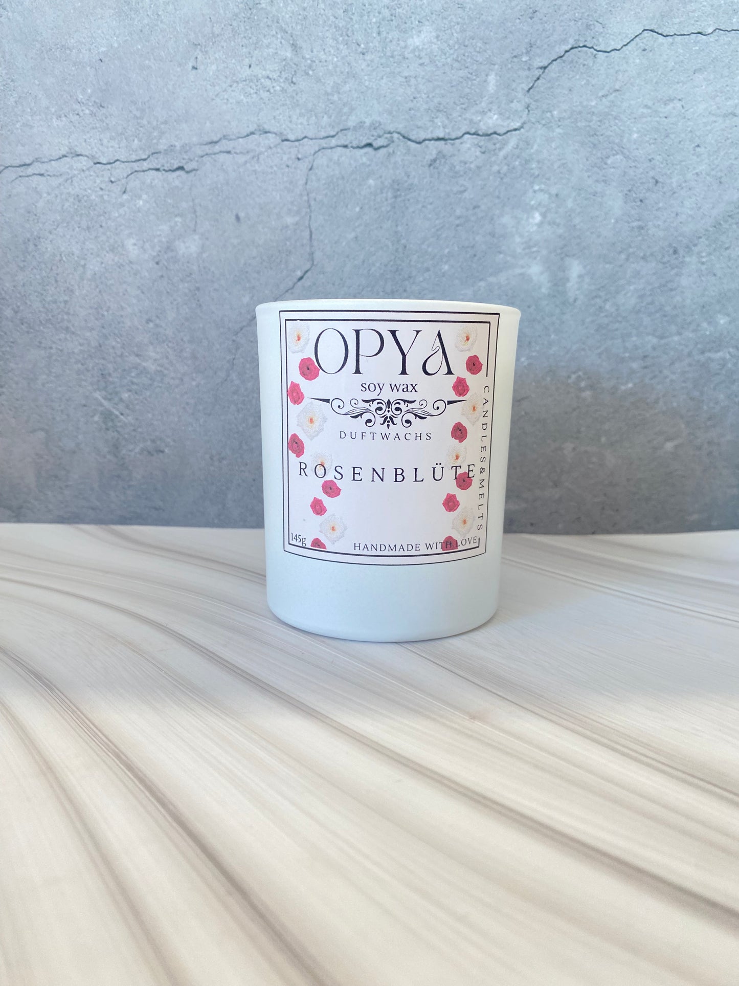 Handgegossene Duftkerze " Rosenblüte " aus Sojawachs | Rose Blossom