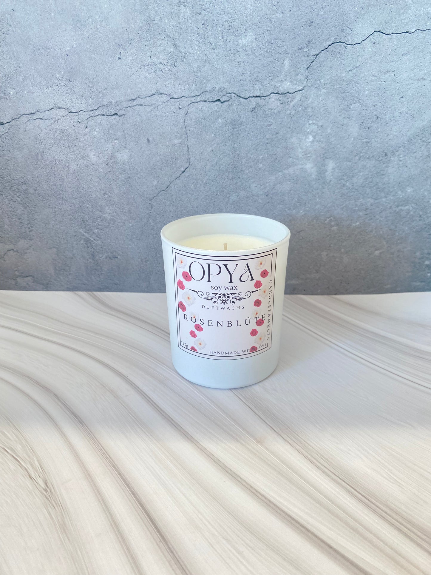 Handgegossene Duftkerze " Rosenblüte " aus Sojawachs | Rose Blossom