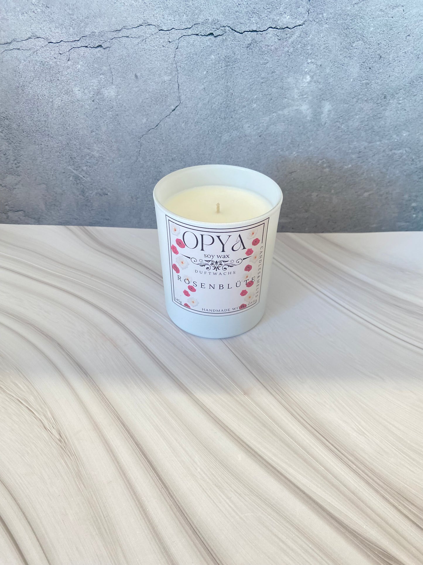Handgegossene Duftkerze " Rosenblüte " aus Sojawachs | Rose Blossom