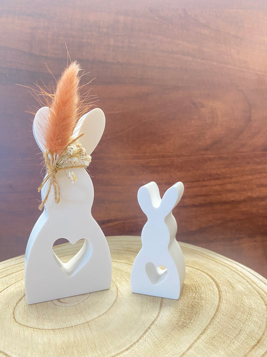 2er Set Osterhasen handgegossen mit Trockenblumen | Frühlingsdeko | Geschenk Ostern | Handmade