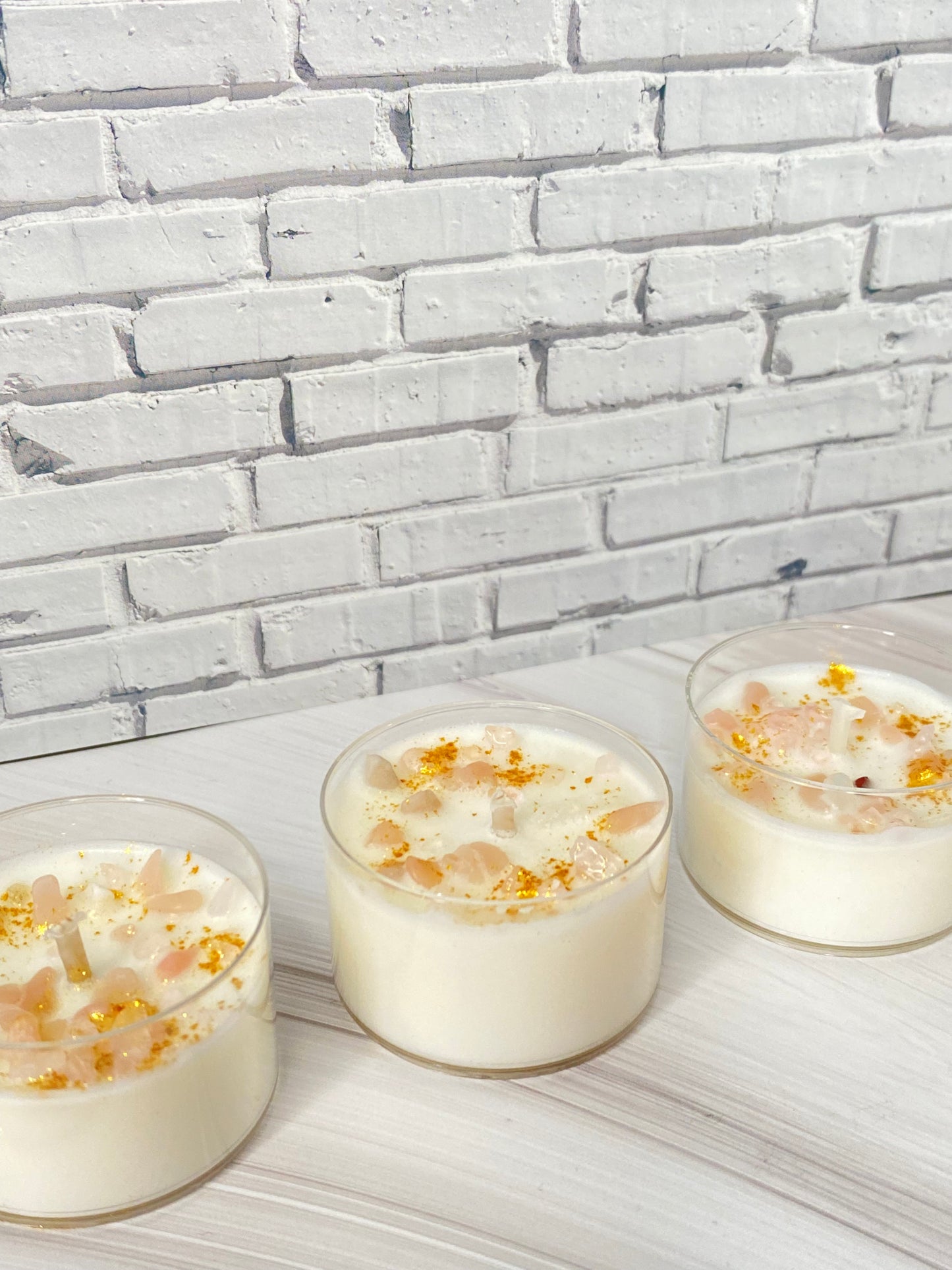 Kristall-Teelicht-Set aus reinem Sojawachs – handgegossen mit Rosenquarz &  Pink Opal