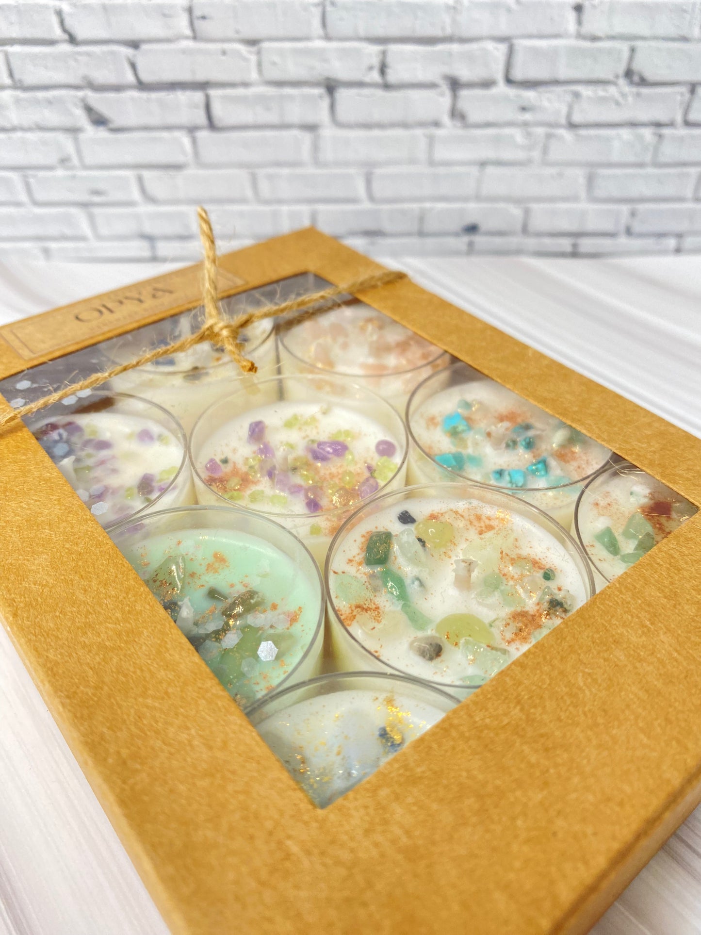 Kristall-Teelicht-Set aus reinem Sojawachs – handgegossen mit Rosenquarz &  Pink Opal