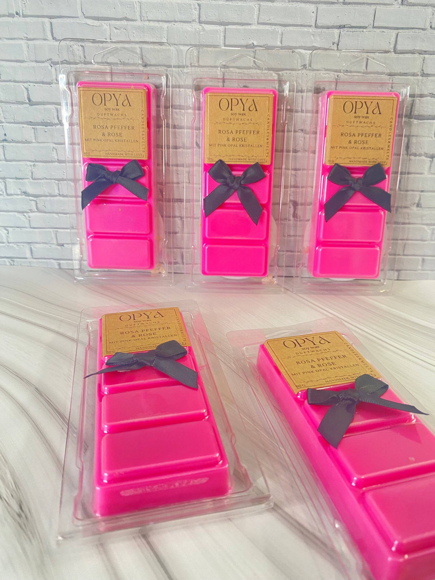 Melts / Duftwachs für Duftlampe - Pinker Pfeffer &  Rose, mit Pinker Opal Kristallen, 50g
