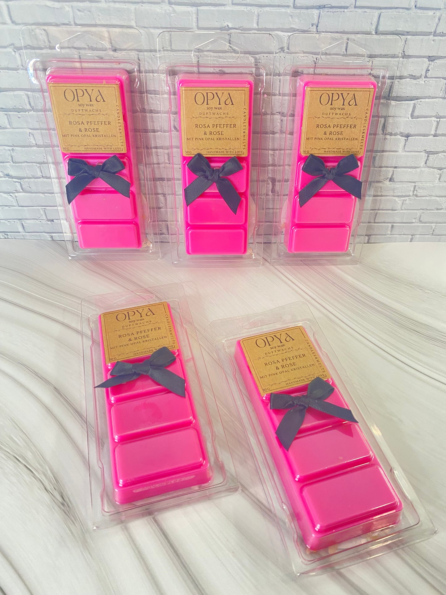 Melts / Duftwachs für Duftlampe - Pinker Pfeffer &  Rose, mit Pinker Opal Kristallen, 50g