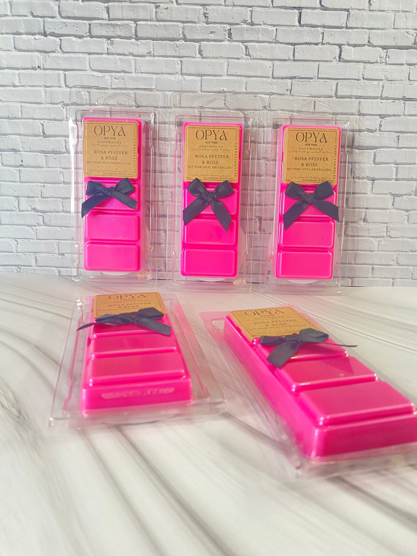 Melts / Duftwachs für Duftlampe - Pinker Pfeffer &  Rose, mit Pinker Opal Kristallen, 50g