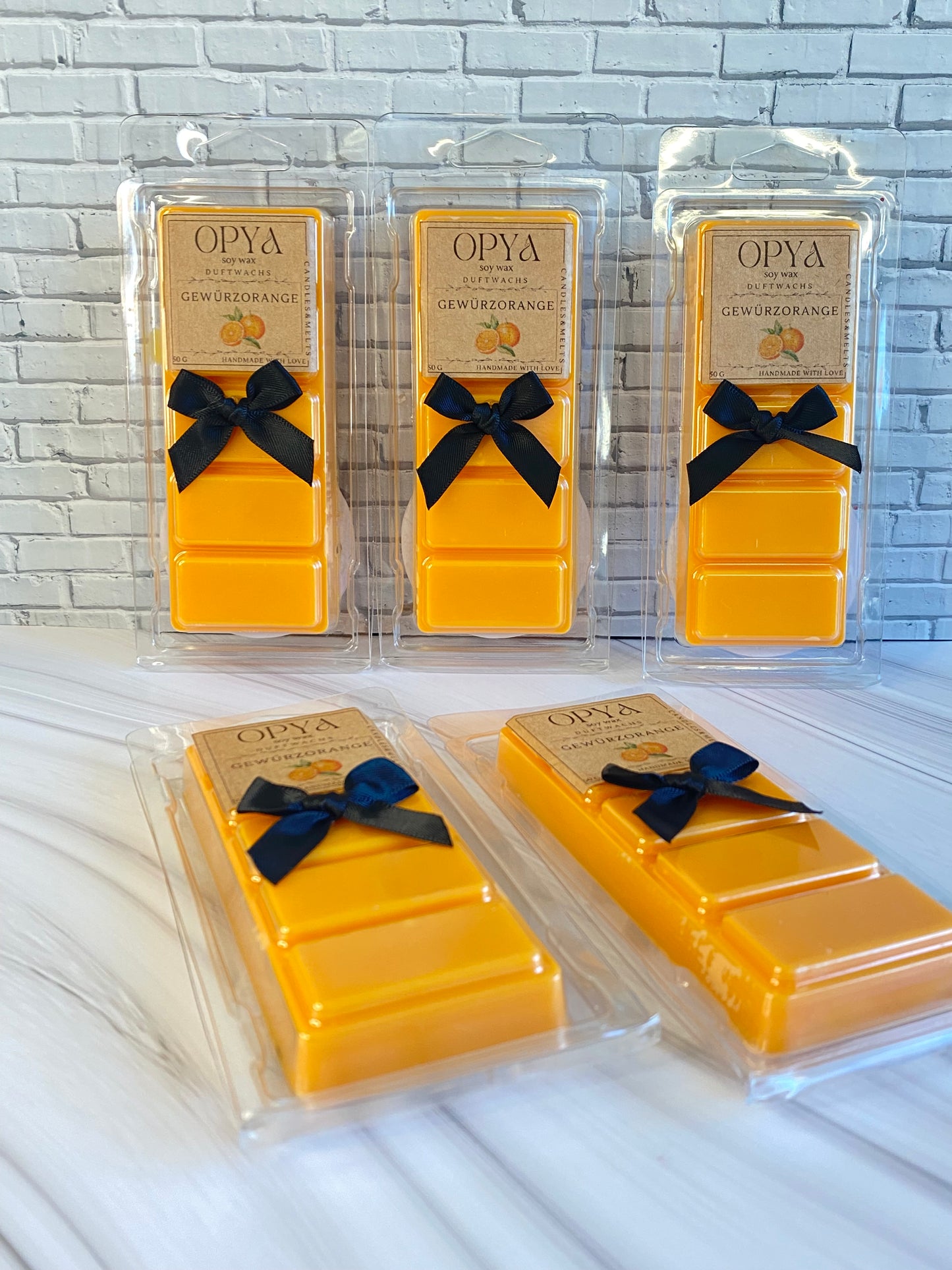 Melts / Duftwachs für Duftlampe - Gewürzorange , mit Opalite und Rauchquarz - Kristallen, 50g