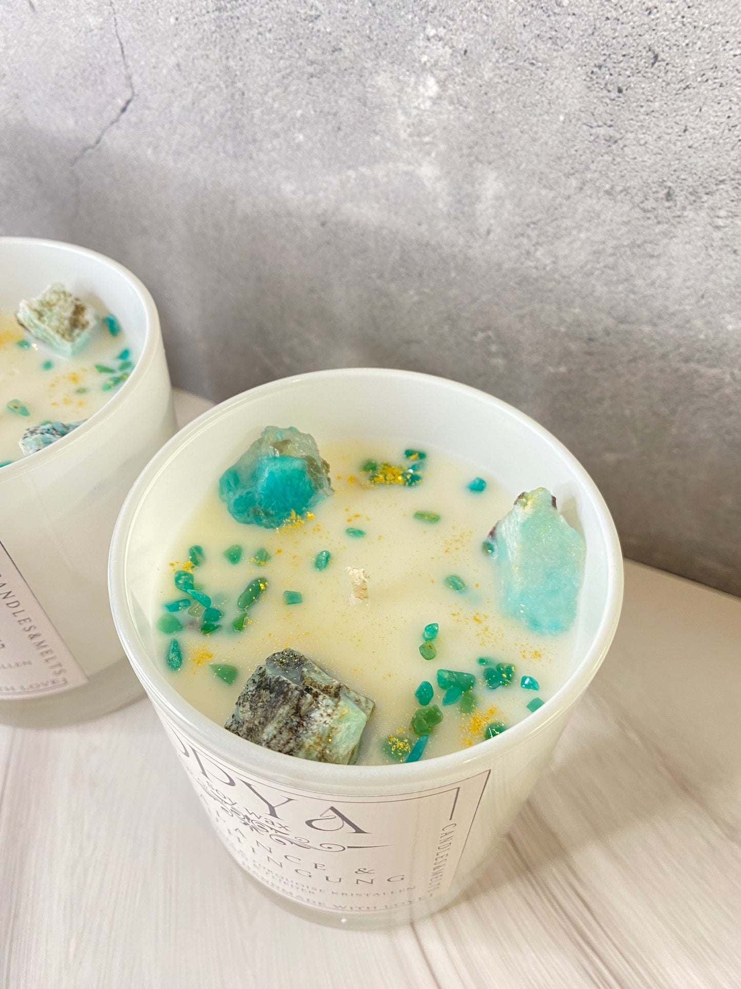 Kristallkerze " Balance & Beruhigung " , in dem Duft Jasmin & Flieder