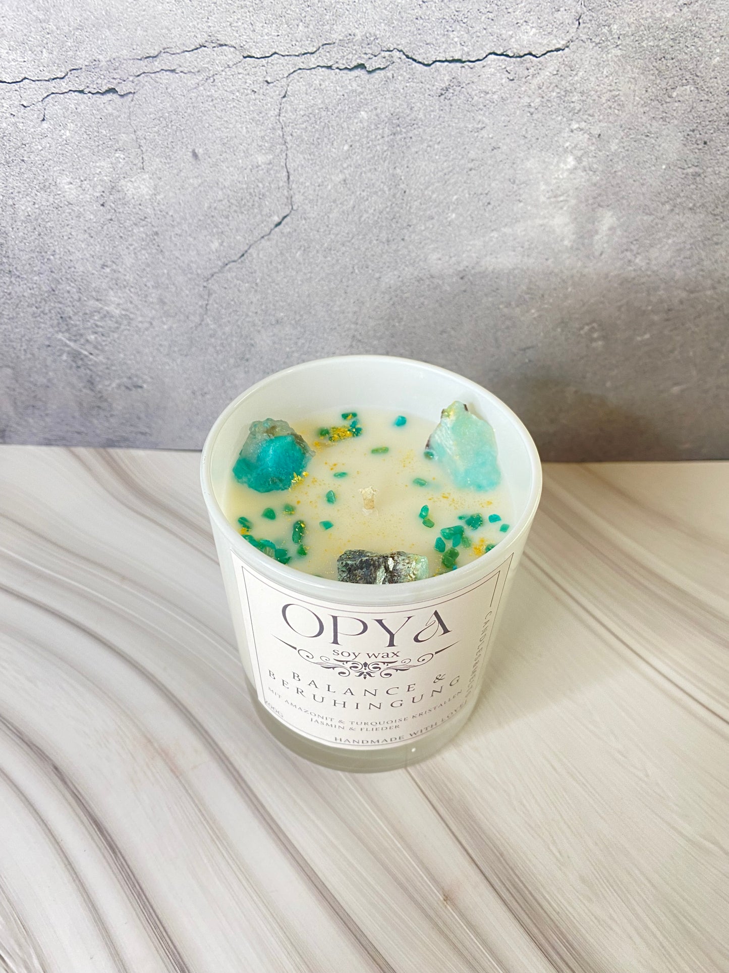 Kristallkerze " Balance & Beruhigung " , in dem Duft Jasmin & Flieder