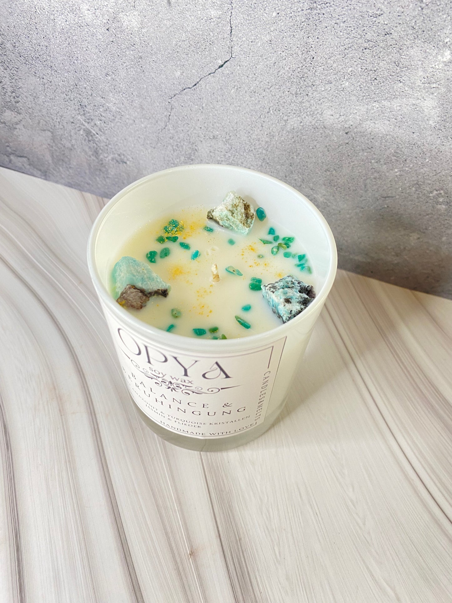 Kristallkerze " Balance & Beruhigung " , in dem Duft Jasmin & Flieder