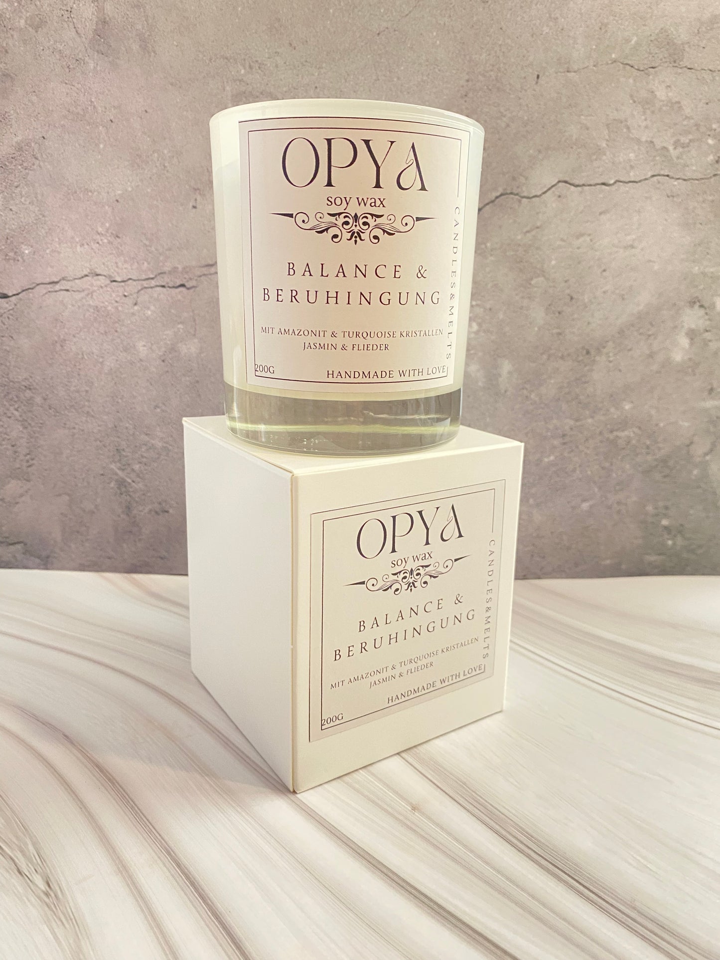 Kristallkerze " Balance & Beruhigung " , in dem Duft Jasmin & Flieder