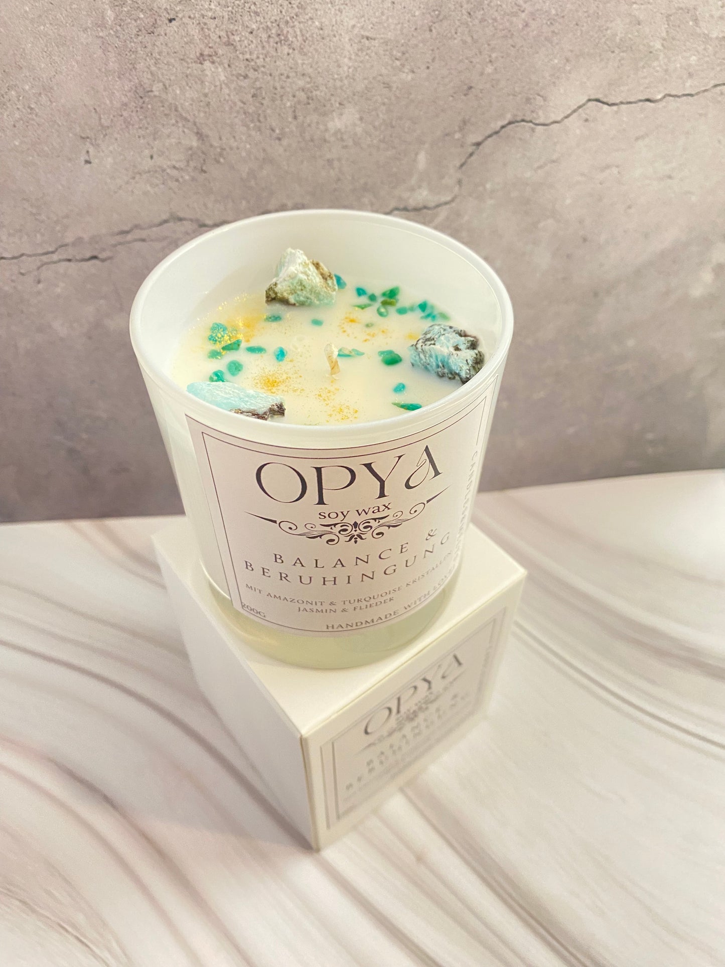 Kristallkerze " Balance & Beruhigung " , in dem Duft Jasmin & Flieder