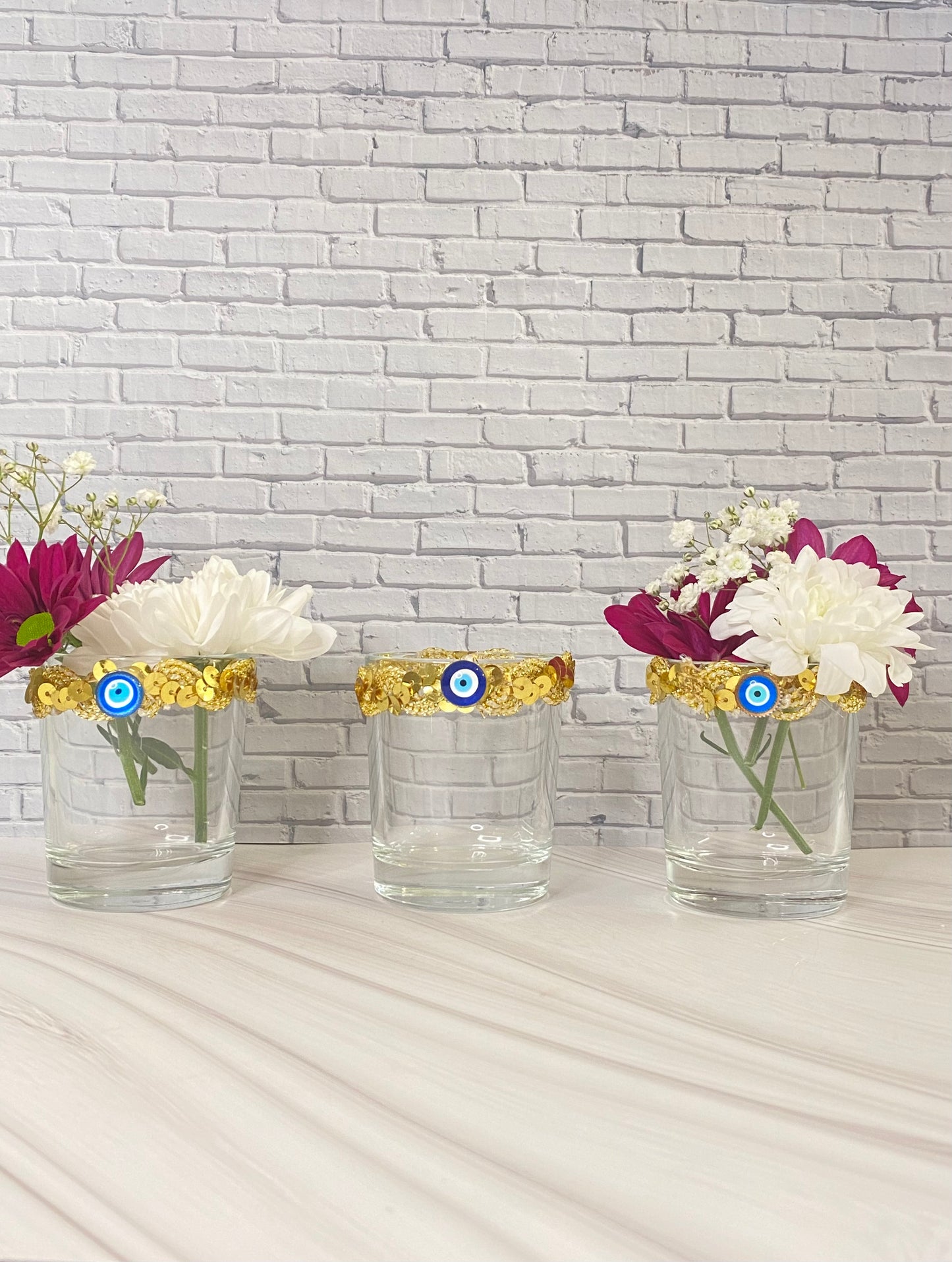 🌿 Mini Vase / Teelichthalter mit Nazar Auge – handgemacht 🌿