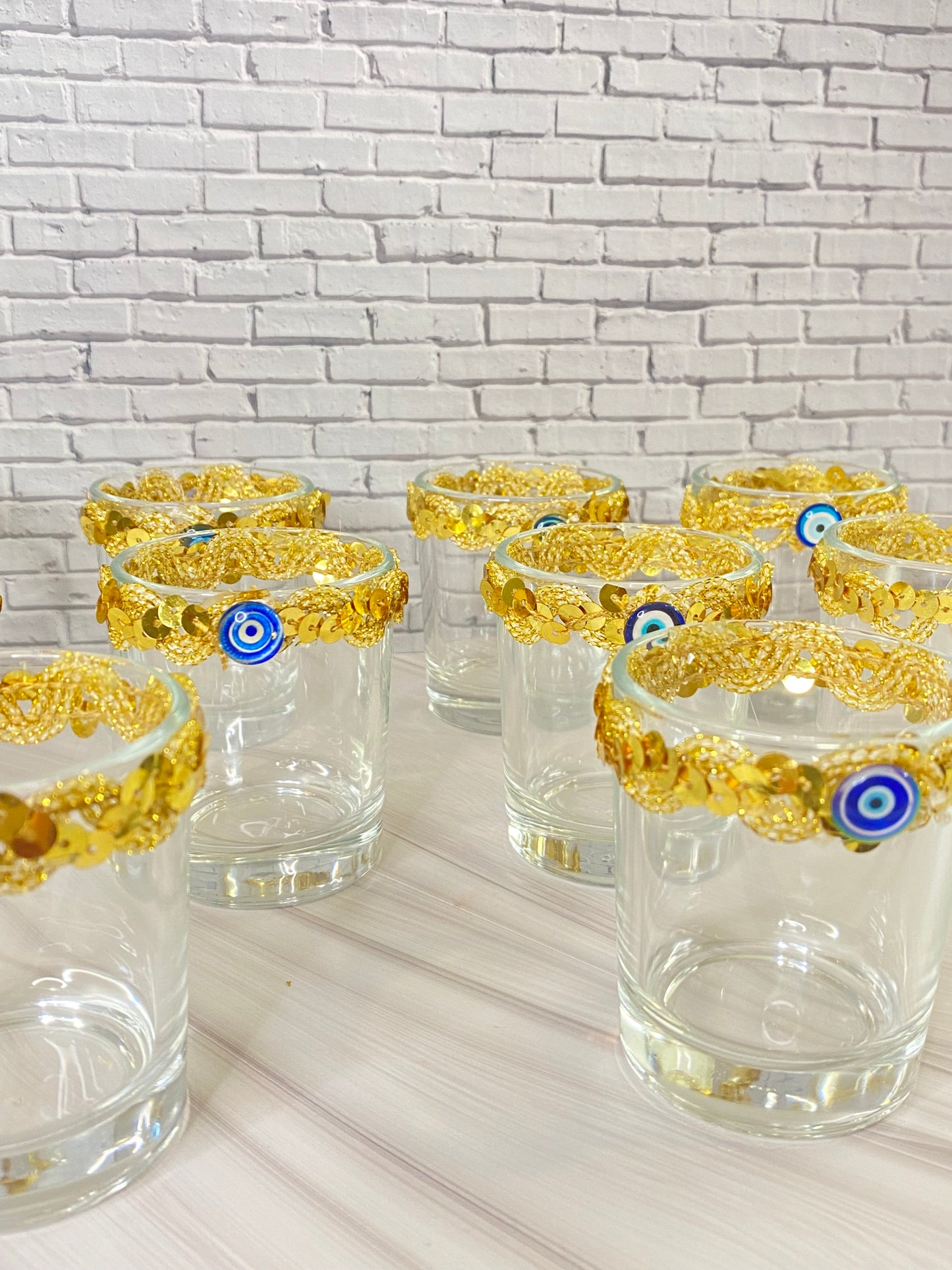 🌿 Mini Vase / Teelichthalter mit Nazar Auge – handgemacht 🌿