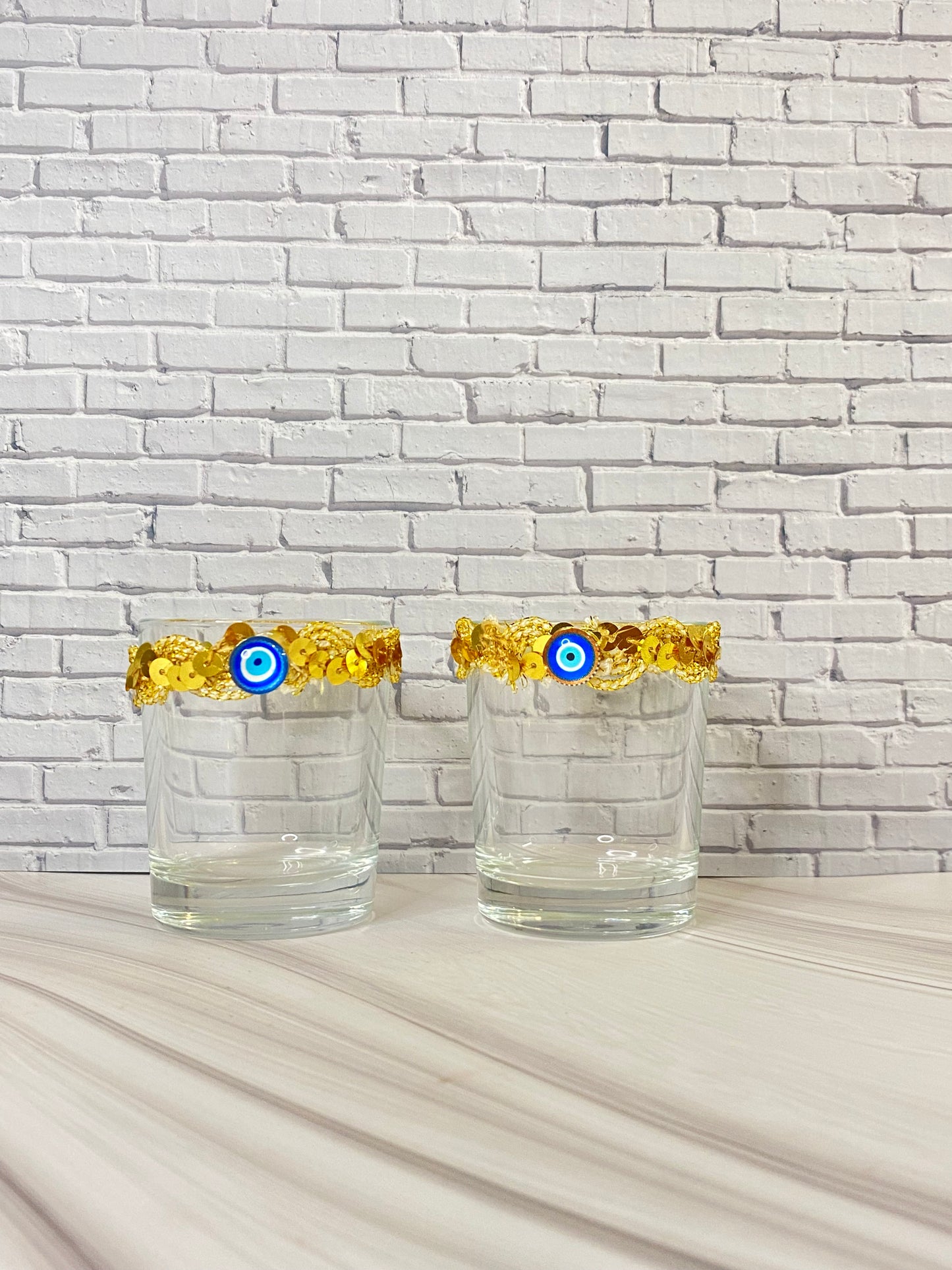 🌿 Mini Vase / Teelichthalter mit Nazar Auge – handgemacht 🌿