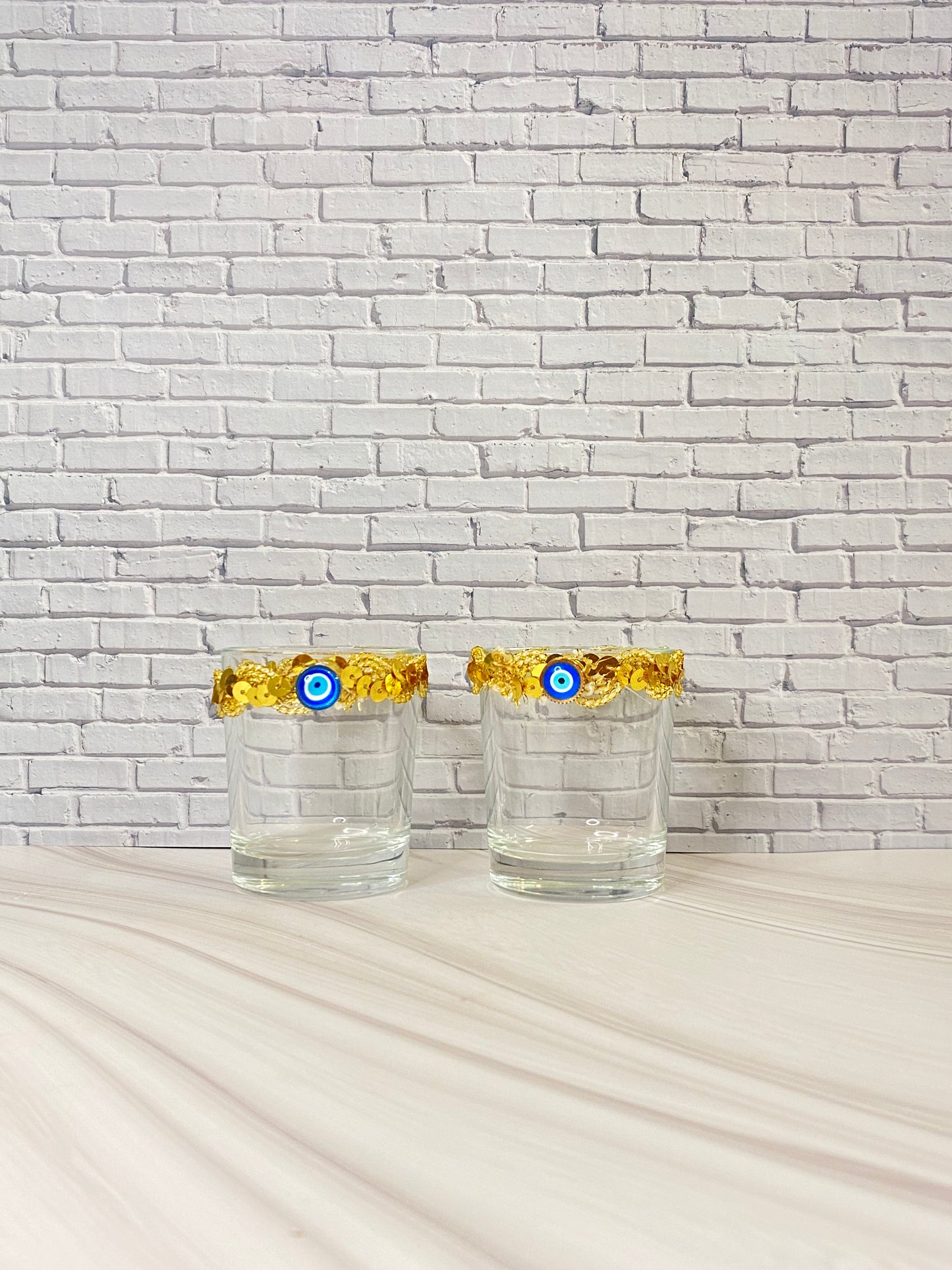 🌿 Mini Vase / Teelichthalter mit Nazar Auge – handgemacht 🌿