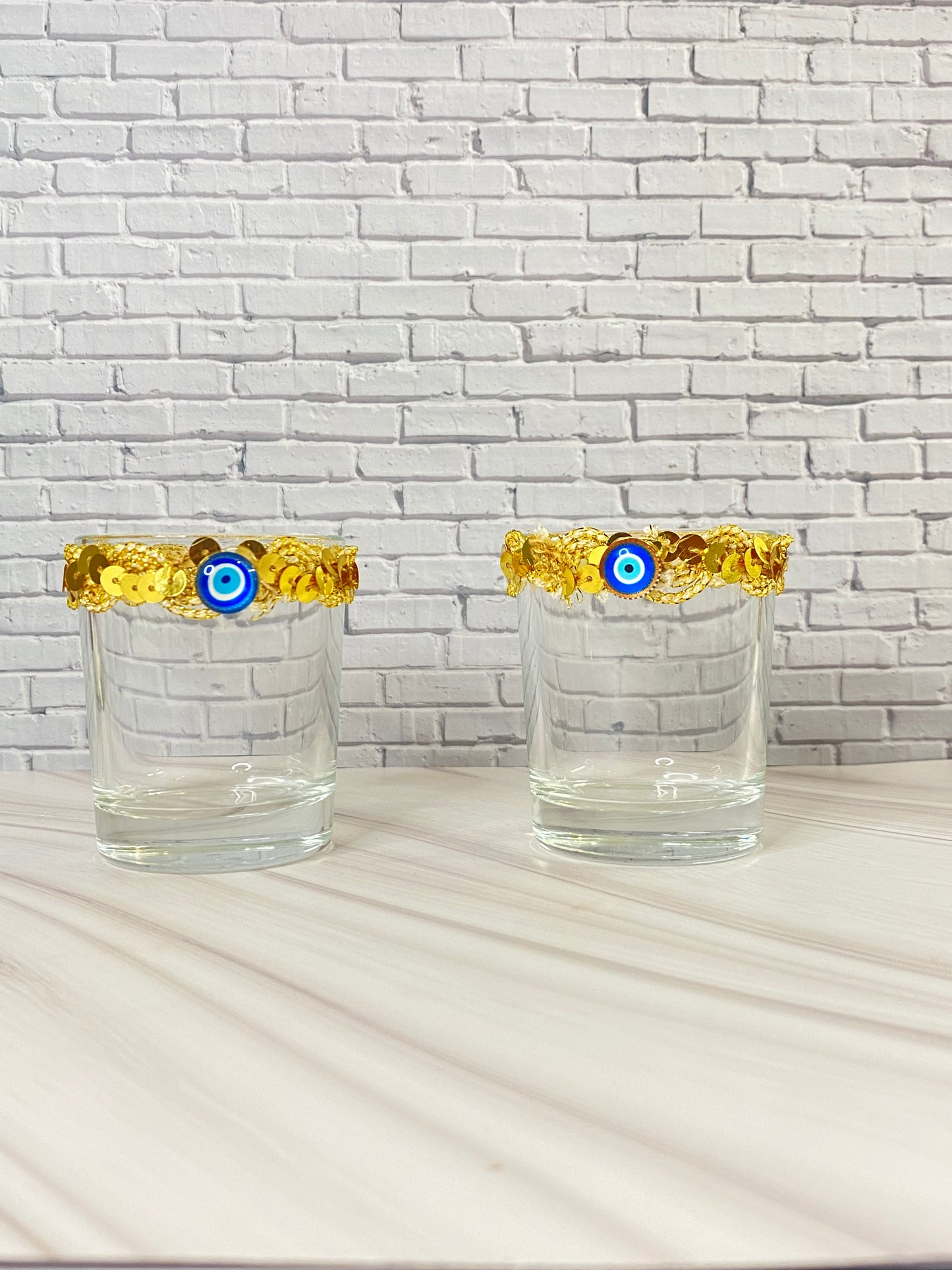 🌿 Mini Vase / Teelichthalter mit Nazar Auge – handgemacht 🌿