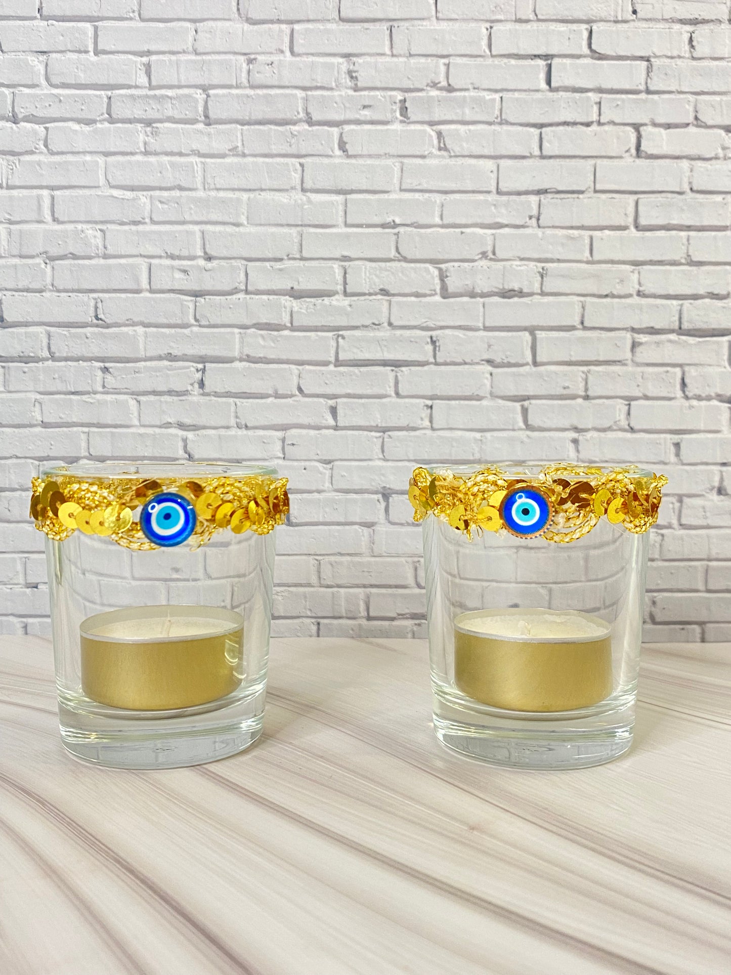 🌿 Mini Vase / Teelichthalter mit Nazar Auge – handgemacht 🌿