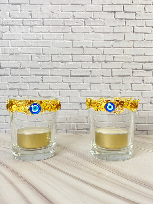 🌿 Mini Vase / Teelichthalter mit Nazar Auge – handgemacht 🌿