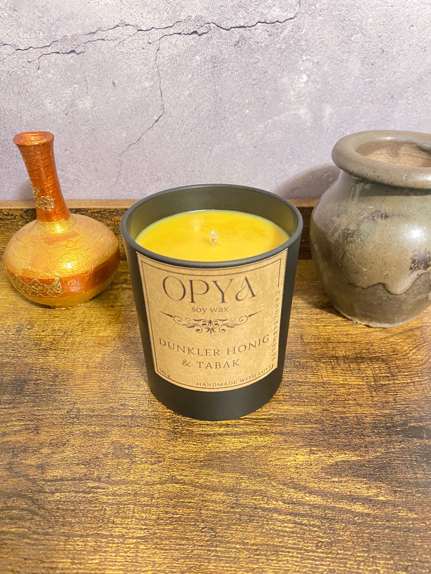 Duftkerze im Glas " Dunkler Honig & Tabak "  145 Gramm