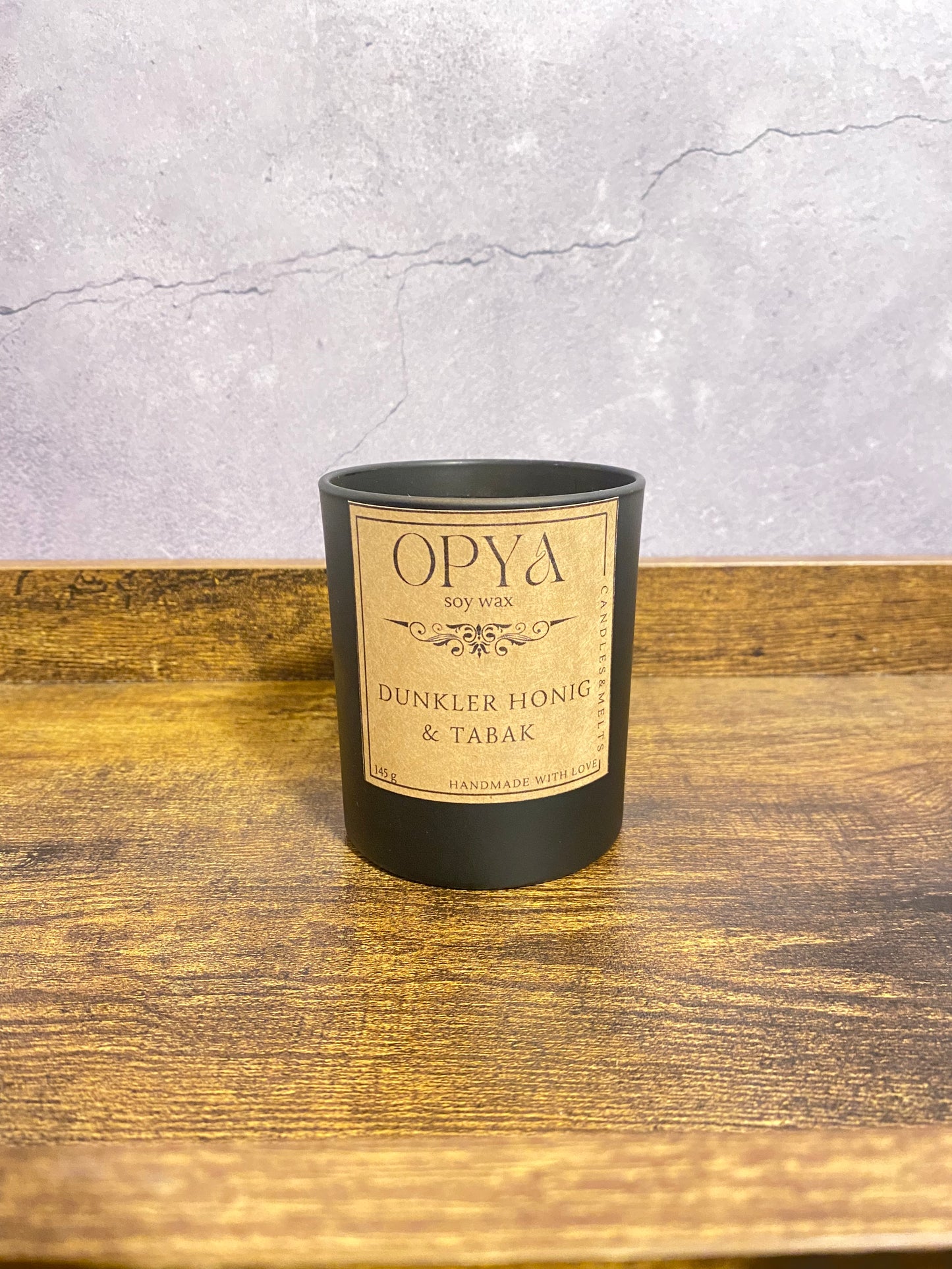 Duftkerze im Glas " Dunkler Honig & Tabak "  145 Gramm