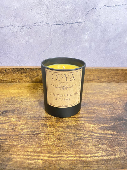 Duftkerze im Glas " Dunkler Honig & Tabak "  145 Gramm