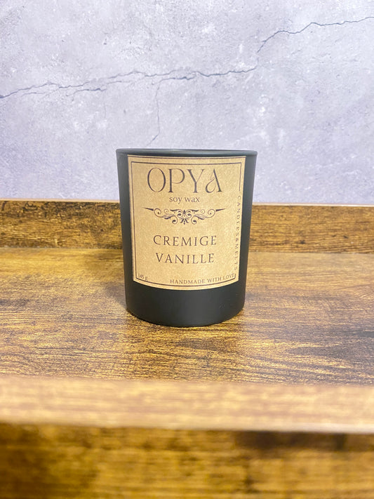 Duftkerze Vanille – handgegossen im mattschwarzen Glas (145 g