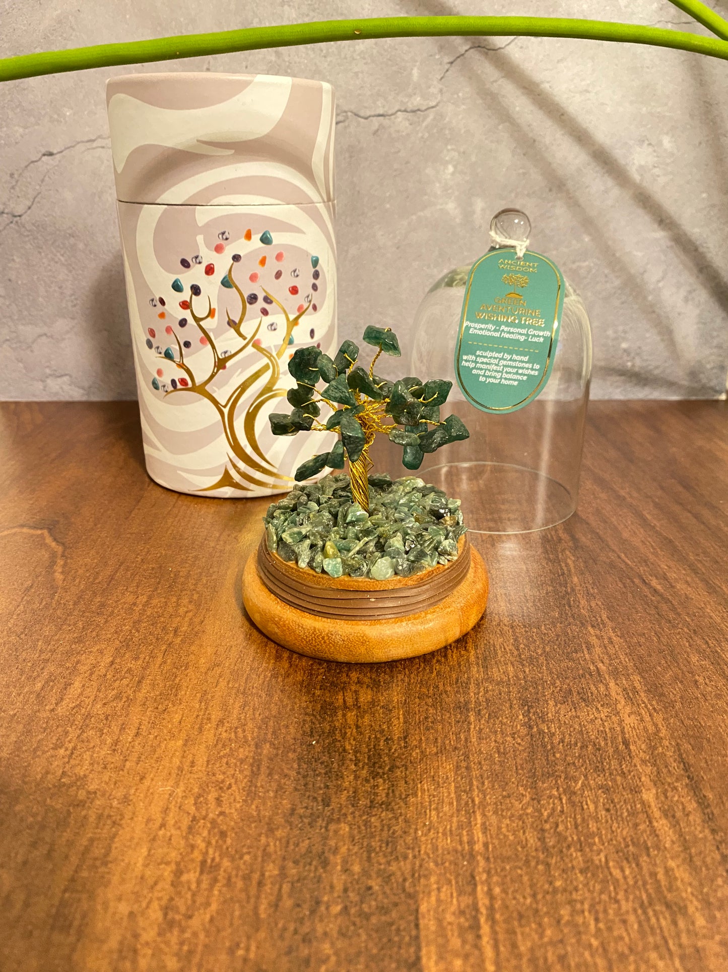 🌿 Kristallbaum – Grüner Aventurin im Glasdom