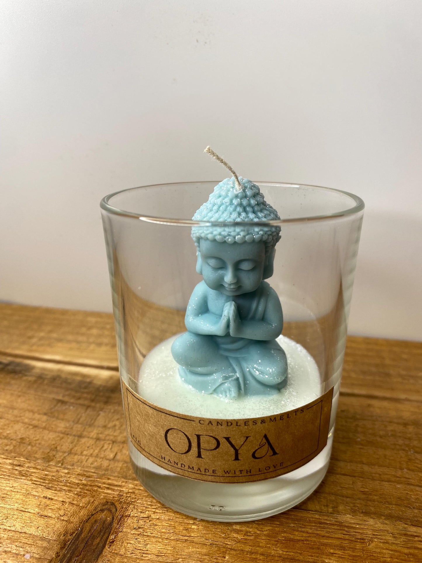 Buddhakerze im Glas - Helltürkis