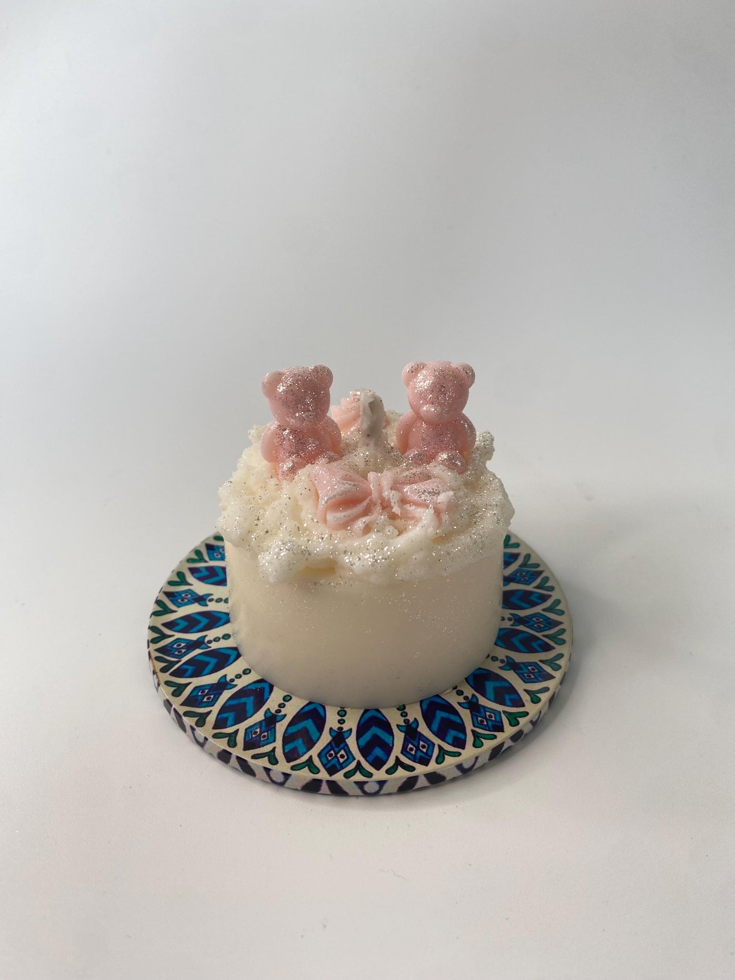 Zuckersüße Dessertkerze mit Teddybären