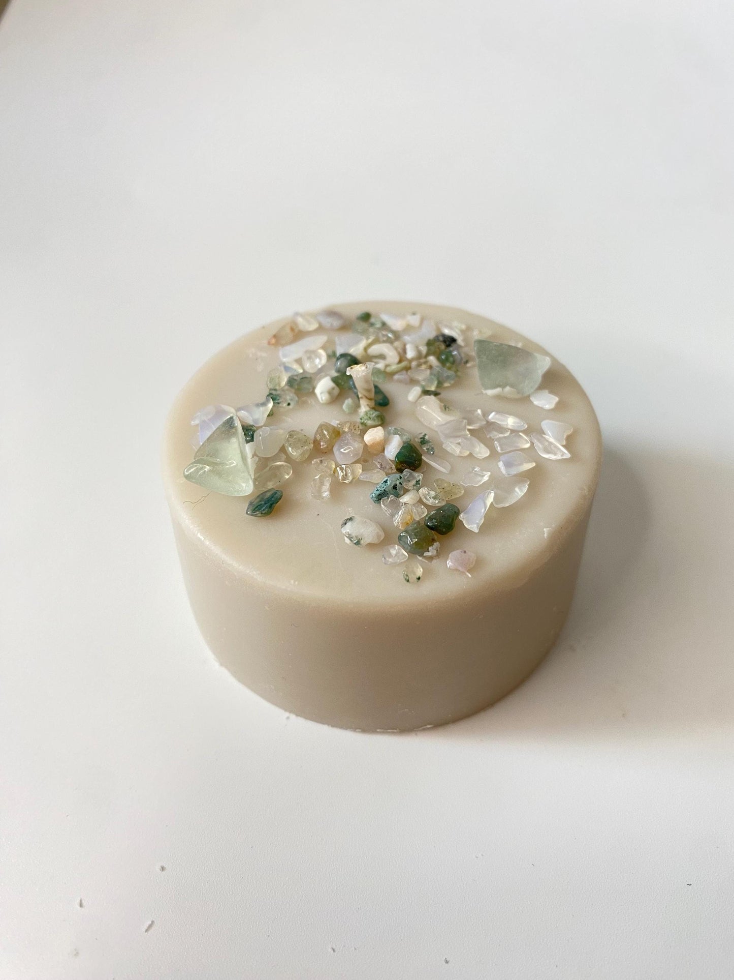 Kristall-Duft-Ritualkerze  - mit Moosachat & Blauem Spitzenachat ,Dark Musk,Handgegossen