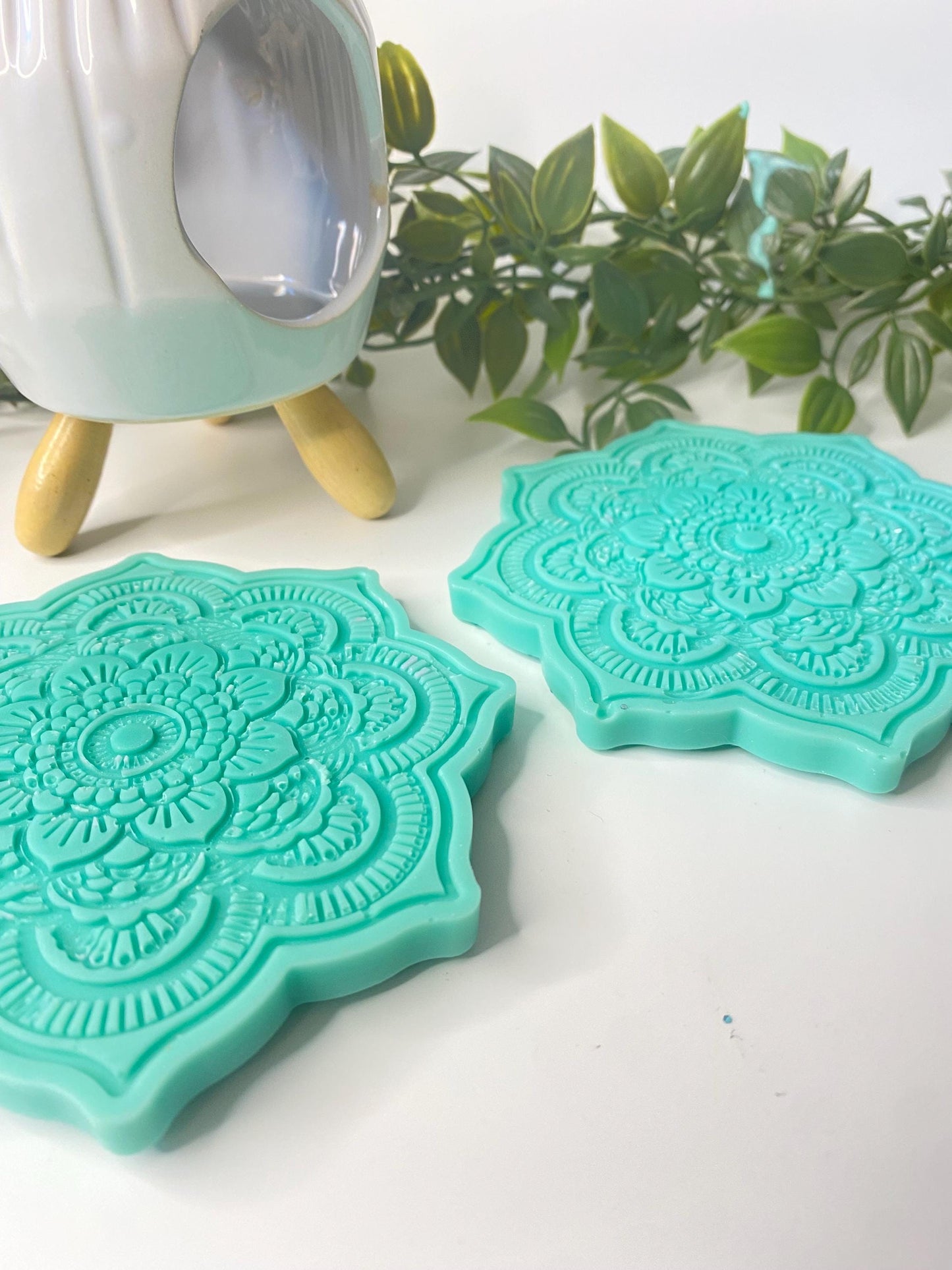 Wachsmelt / Duftwachs für Duftlampe mit   " Amazonit - Kristallen "  Türkis