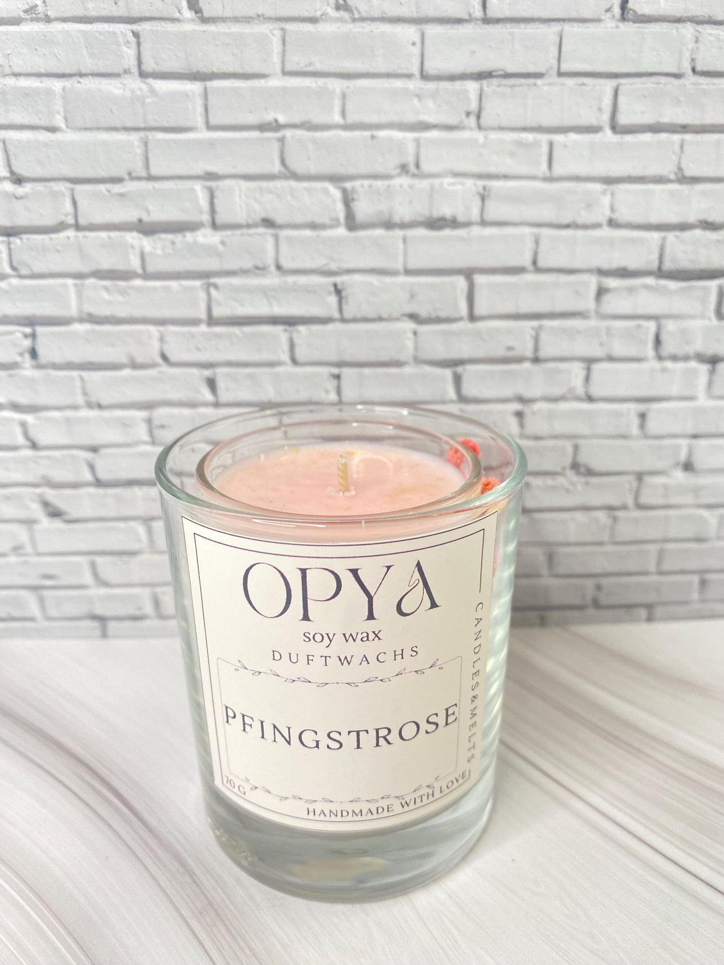 Romantische Duftkerze  mit Glitzer & Trockenblumen