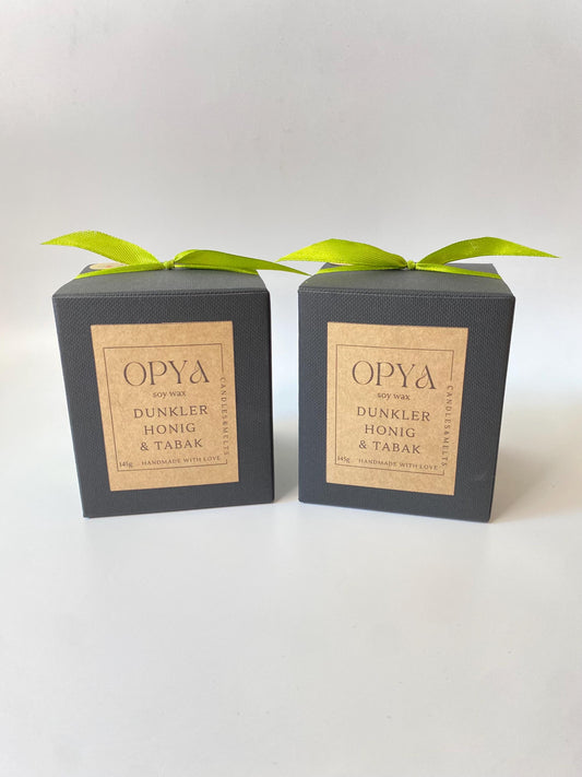 Duftkerze im Glas " Dunkler Honig & Tabak "  145 Gramm