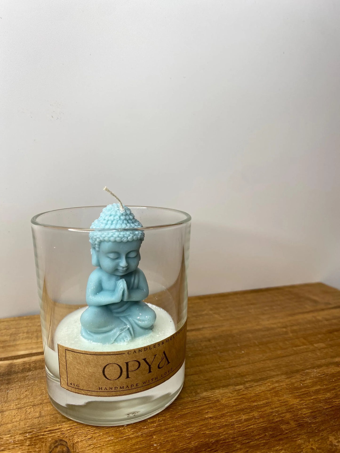 Buddhakerze im Glas - Helltürkis