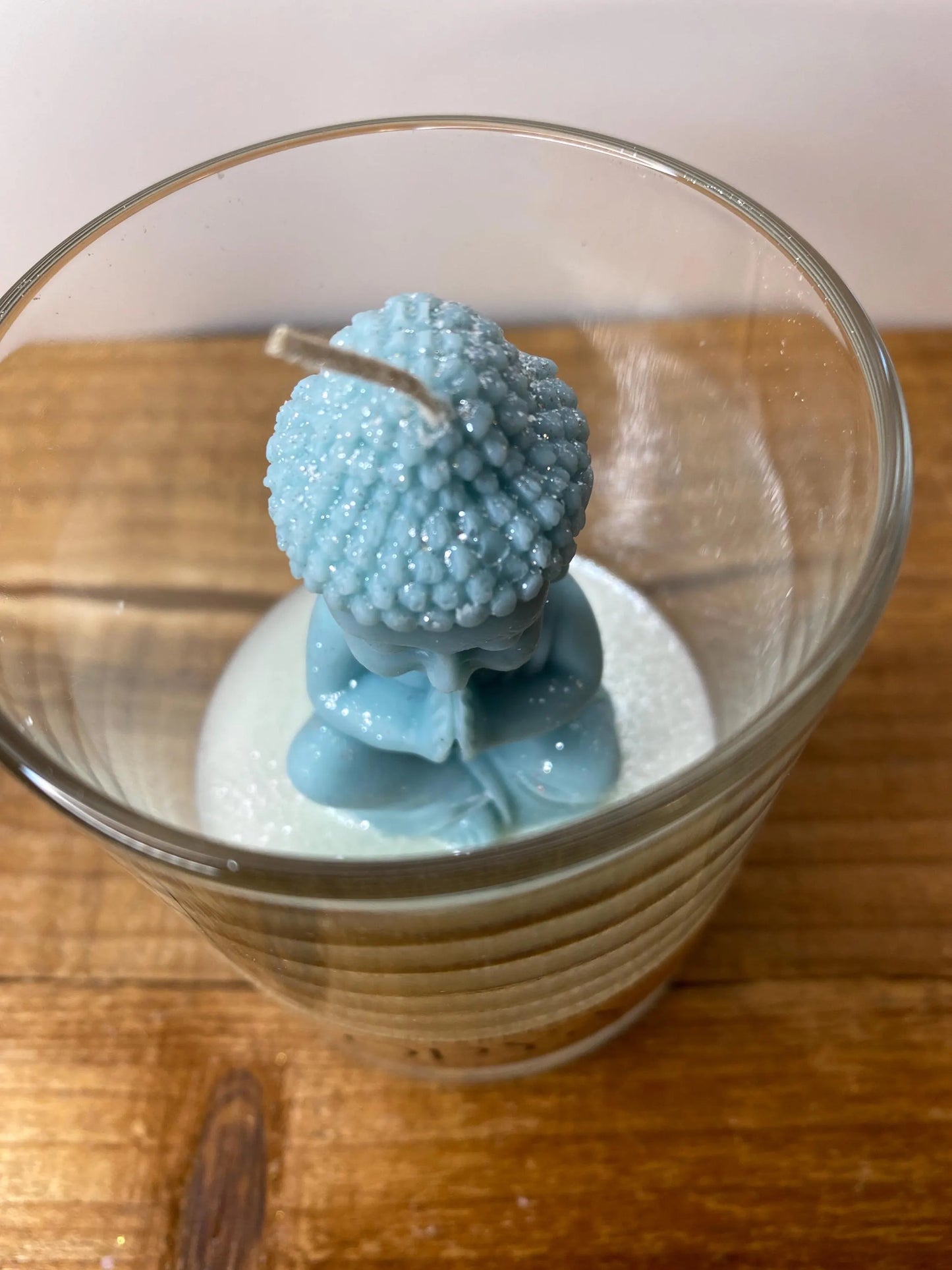 Buddhakerze im Glas - Helltürkis