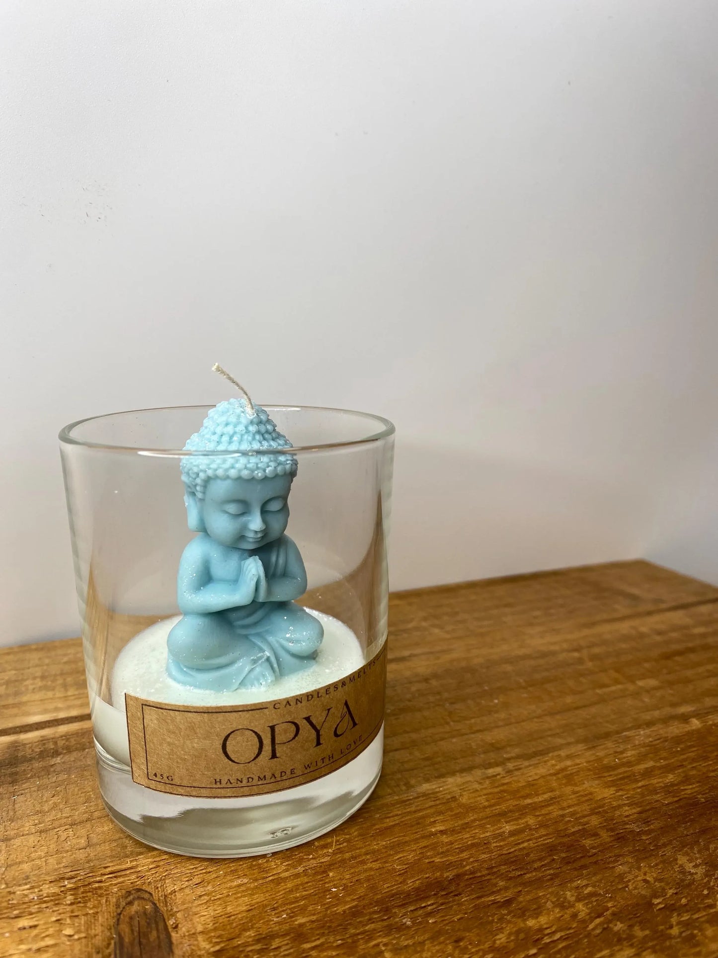 Buddhakerze im Glas - Helltürkis