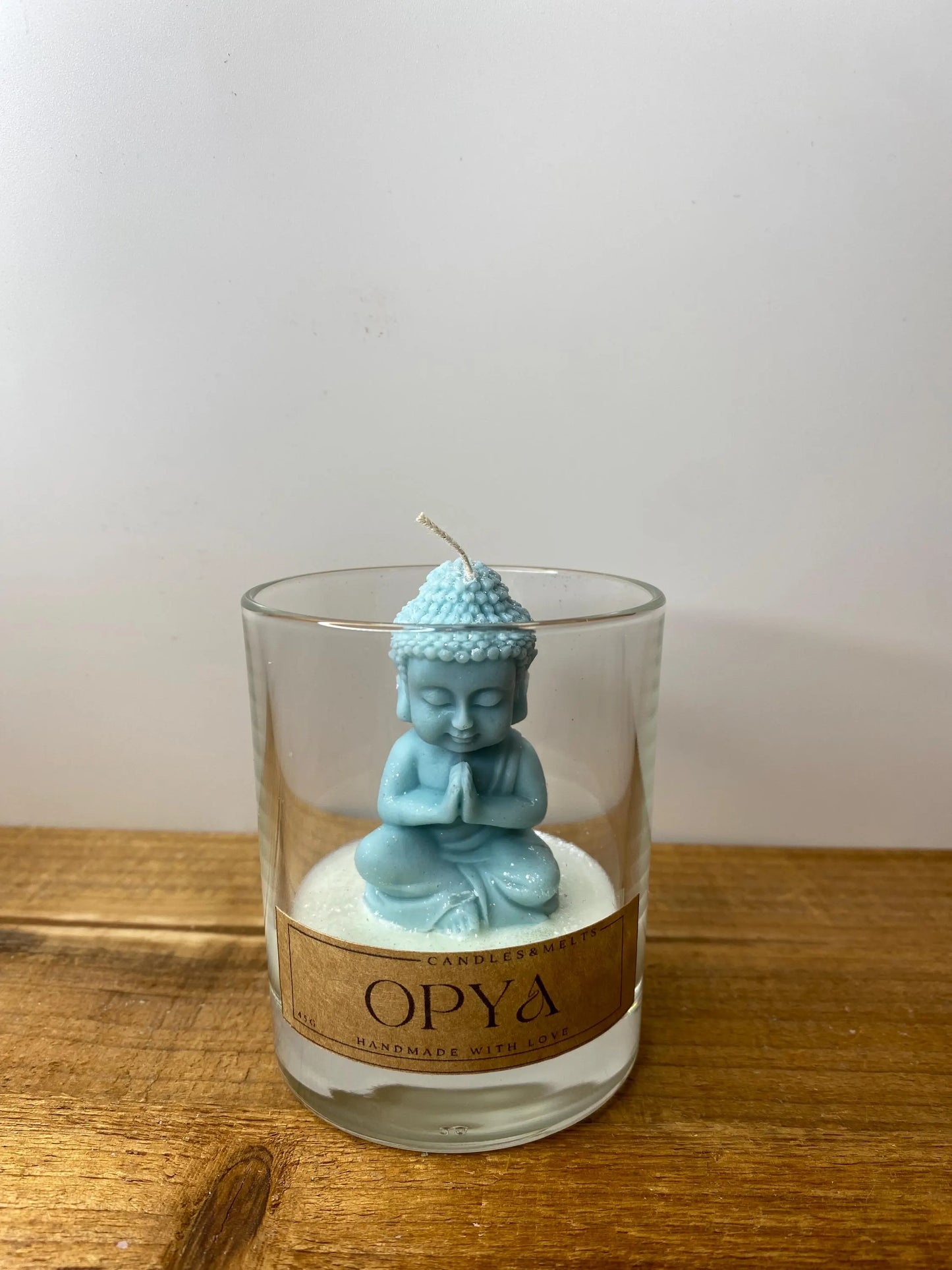 Buddhakerze im Glas - Helltürkis