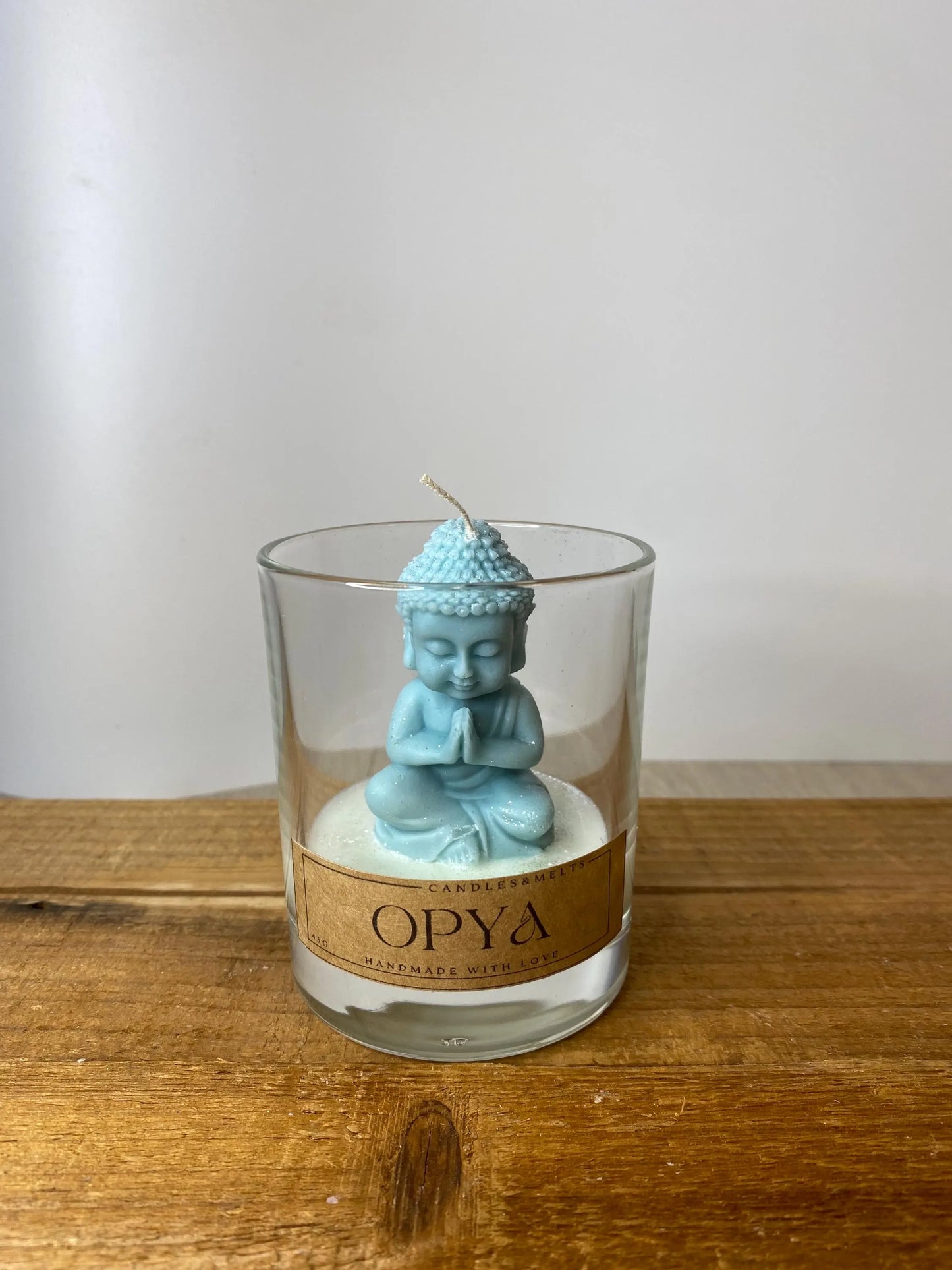 Buddhakerze im Glas - Helltürkis