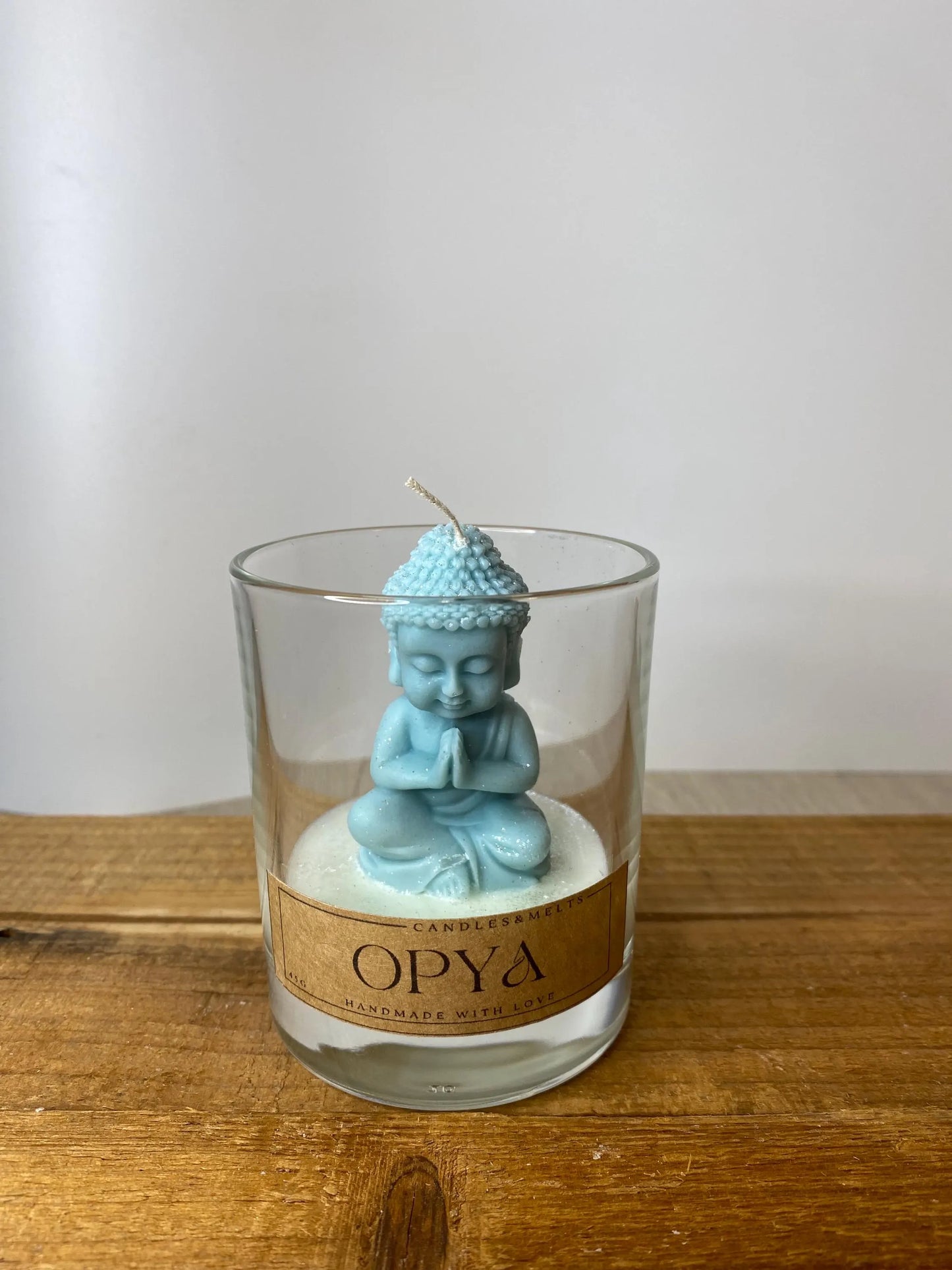 Buddhakerze im Glas - Helltürkis
